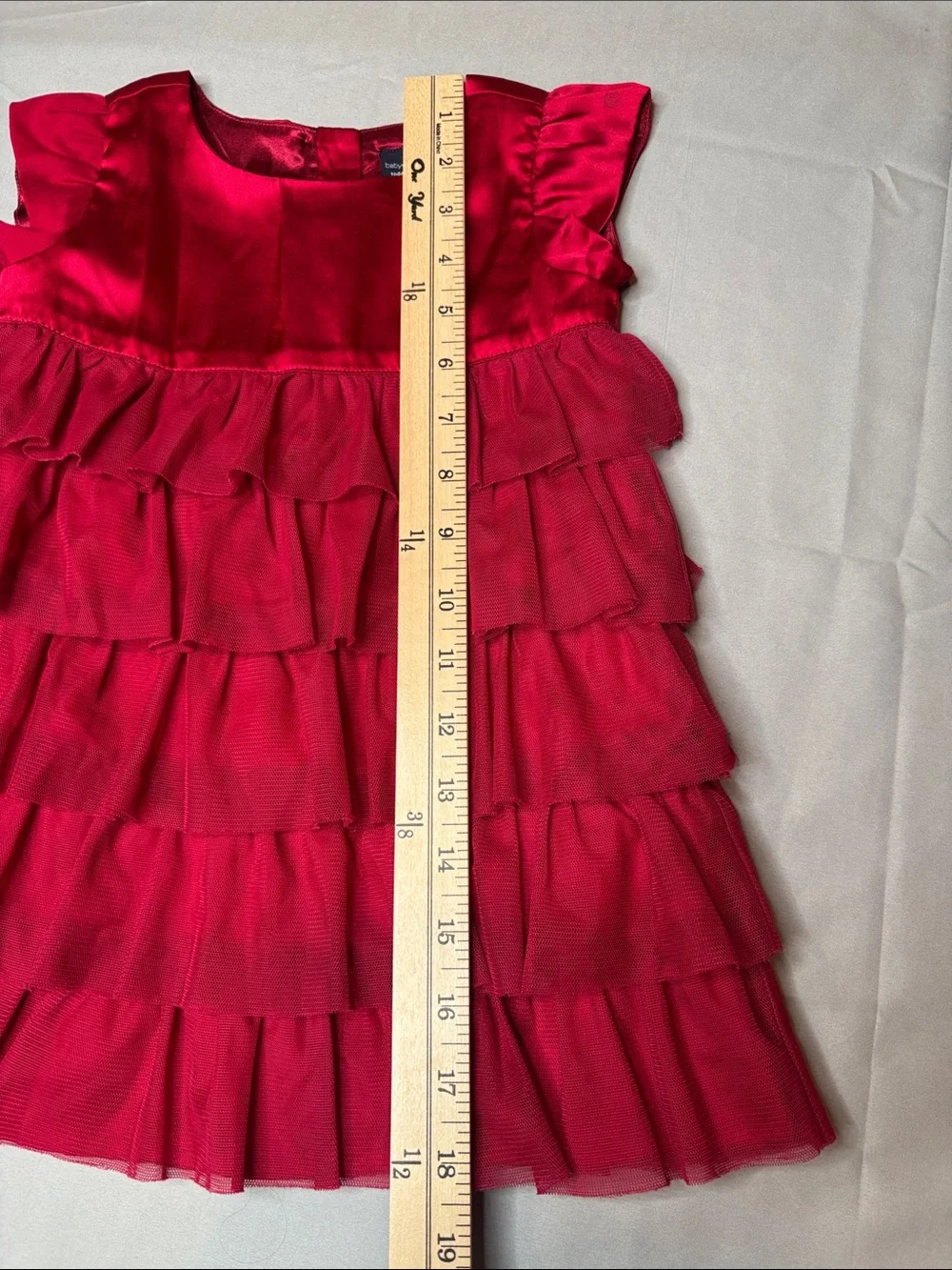 GAP babyGap Toddler Girl Satin Red Dress Ruffles Layered Size 2